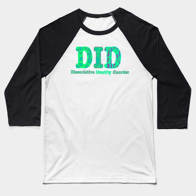 Dissociative identity disorder did awareness solid letter teal and purple Baseball T-Shirt by system51